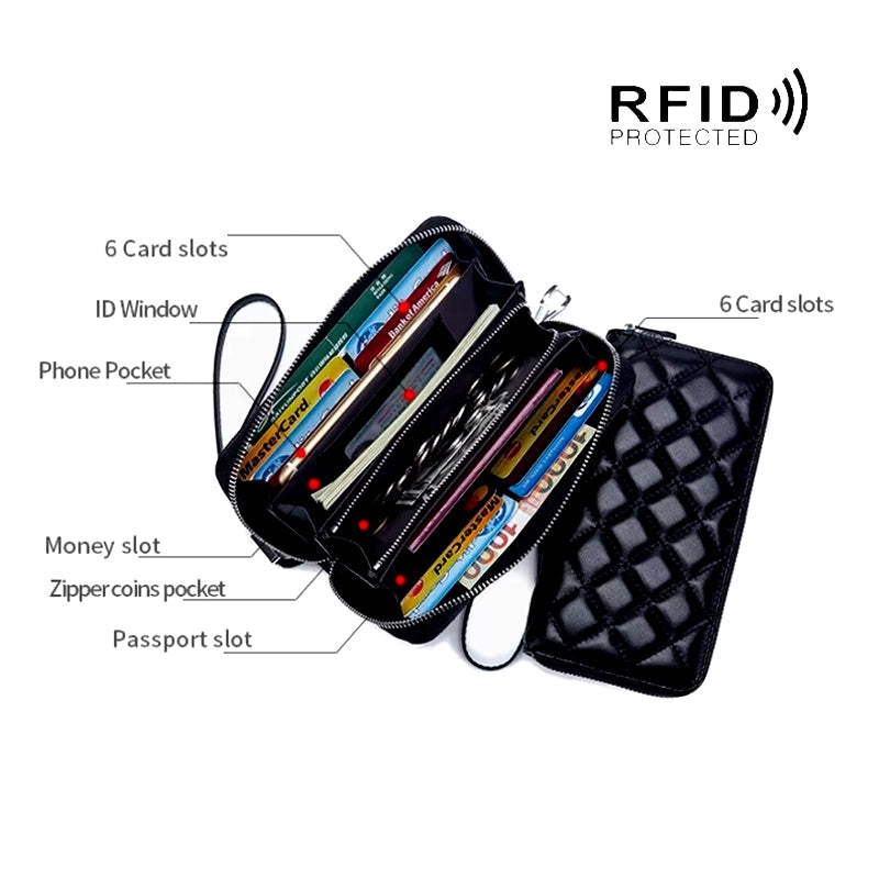 Women Clutch Sheepskin RFID Long Wallet Phone Bag Wallets - Tophatter Daily Deals