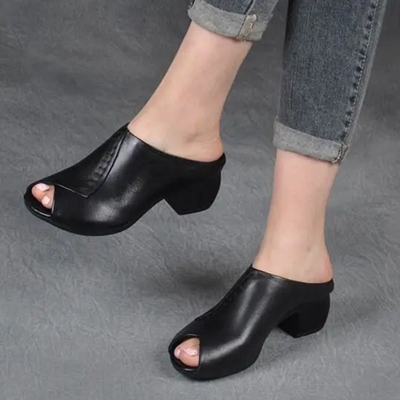 Soft Leather Fish Mouth Mother's Shoes Casual Women Shoes - Tophatter Daily Deals