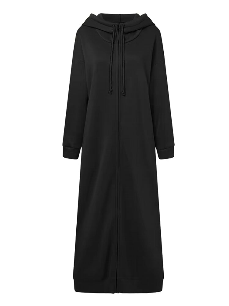 Fashion Hooded Sports Sweatshirt Black Maxi Dresses - Tophatter Daily Deals