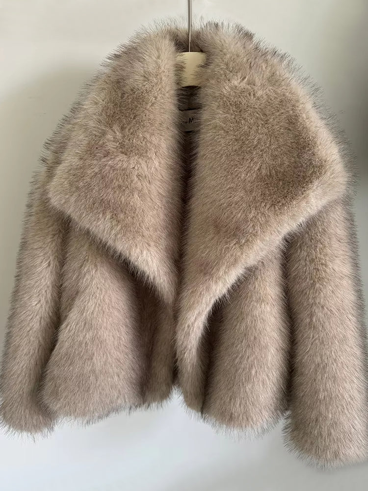 Women Luxury Big Fur Collar Overcoats Coats & Jackets - Tophatter Daily Deals