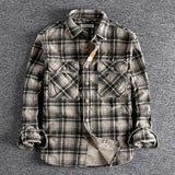 Plaid Woven Corduroy Men Shirts Gray Men's Shirts - Tophatter Daily Deals