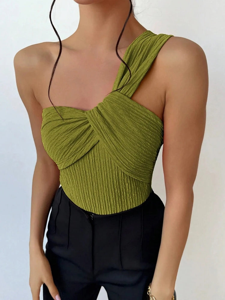 Sexy Rib One Shoulder Swimwear Swimwear - Tophatter Daily Deals