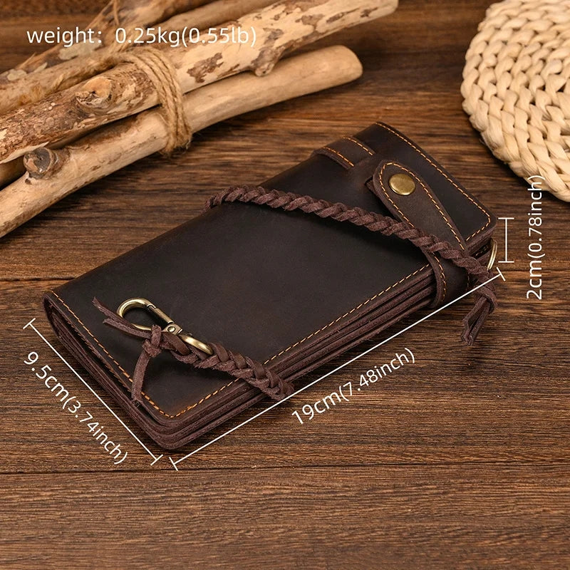 Vintage Brown Bifold Long Purse Genuine Leather Long Wallet Wallets - Tophatter Daily Deals