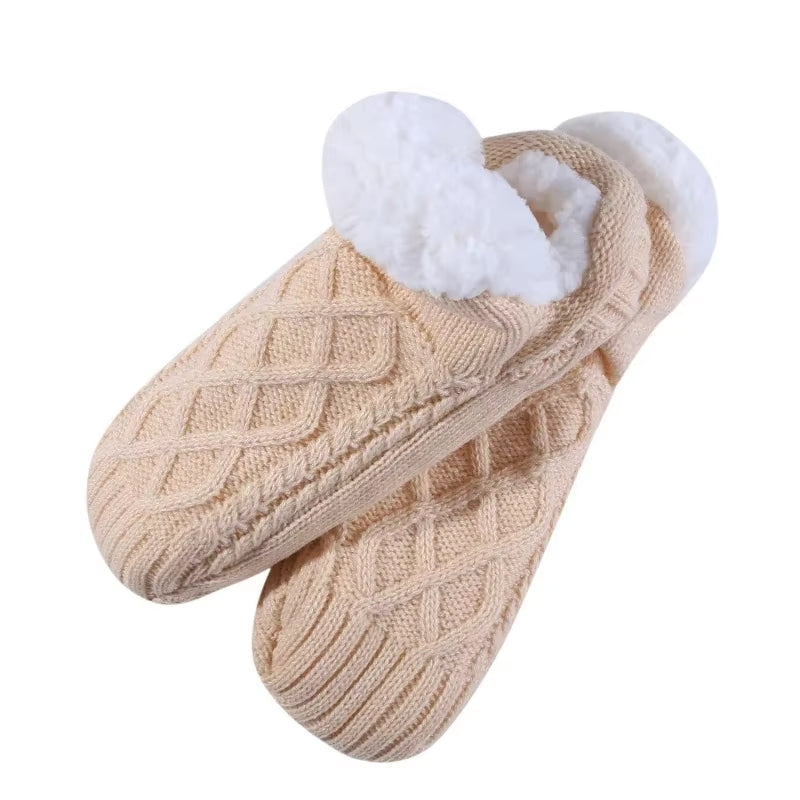 Unisex Slipper Socks Winter Warm Short Cotton Apricot Socks - Tophatter Daily Deals