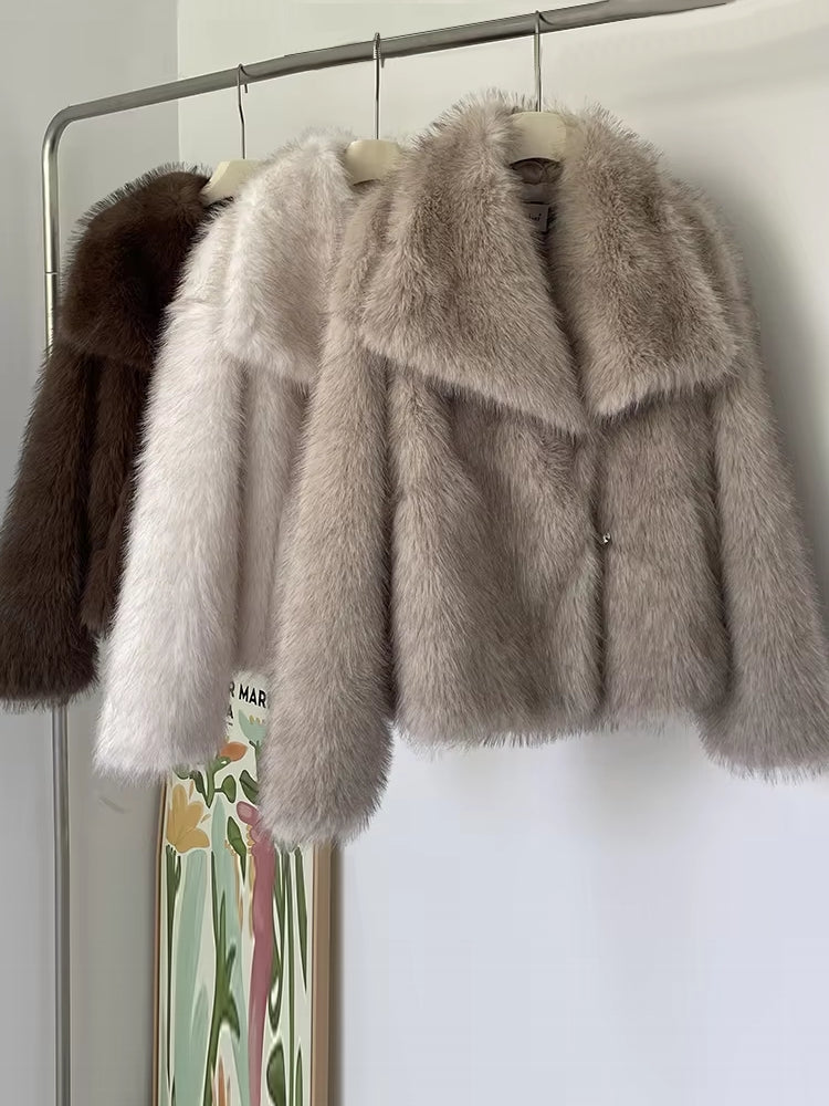Women Luxury Big Fur Collar Overcoats Coats & Jackets - Tophatter Daily Deals