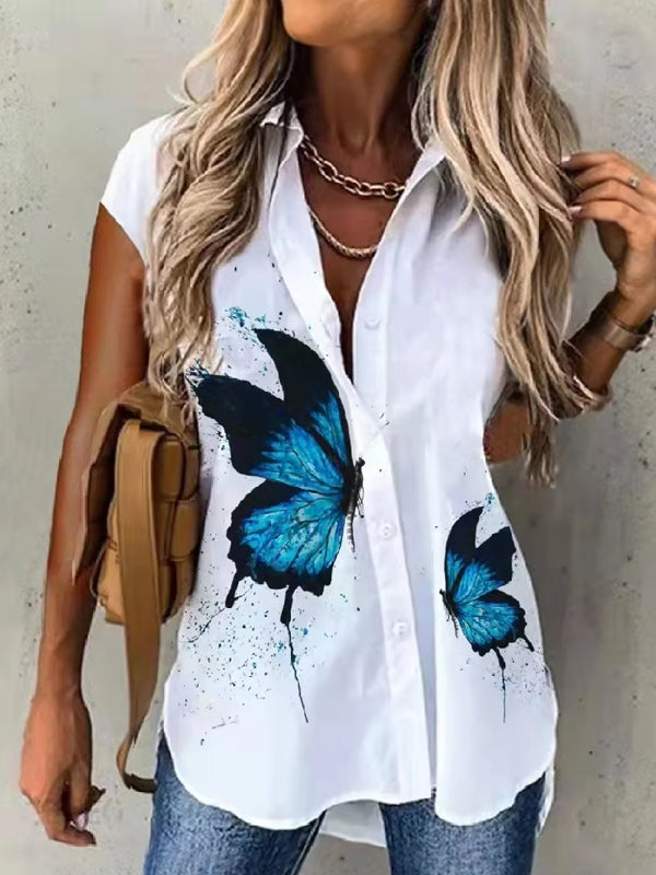 Women Shirts Fashion Casual Loose Shirts Blue Blouses - Tophatter Daily Deals