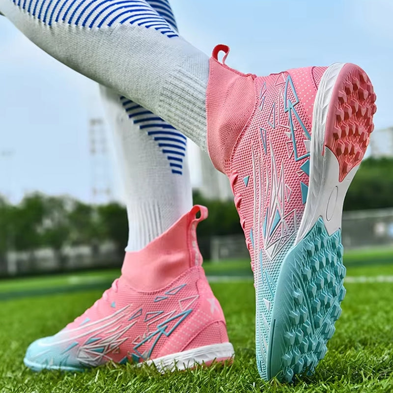 Both Adults And Kids Soccer Shoes Pink TF Soccer Shoes - Tophatter Daily Deals