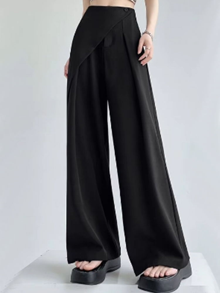 Women High Waist Wide Suit Pants Black Pants - Tophatter Daily Deals