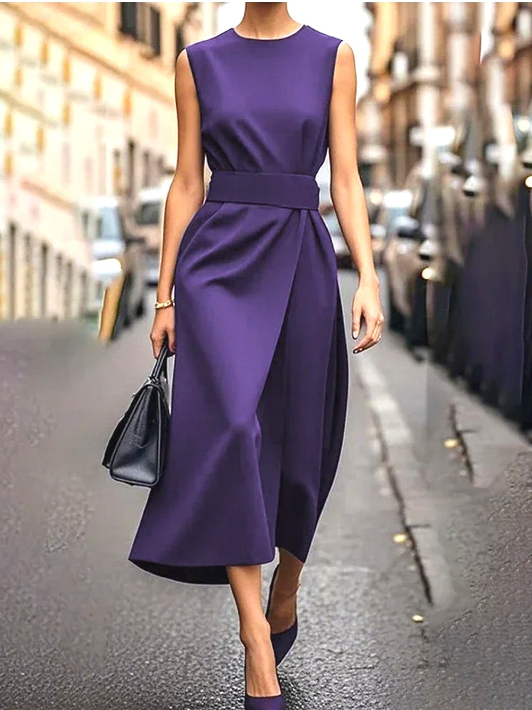 Sleeveless Urban Elegant Party Evening Midi Dresses Purple Midi Dresses - Tophatter Daily Deals