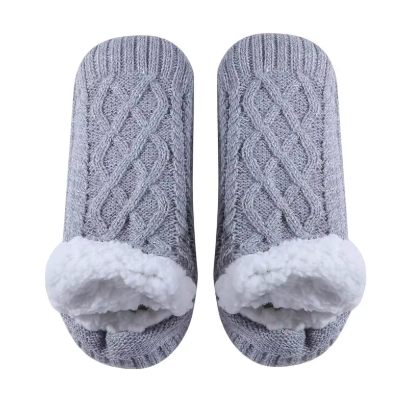 Unisex Slipper Socks Winter Warm Short Cotton Gray Socks - Tophatter Daily Deals