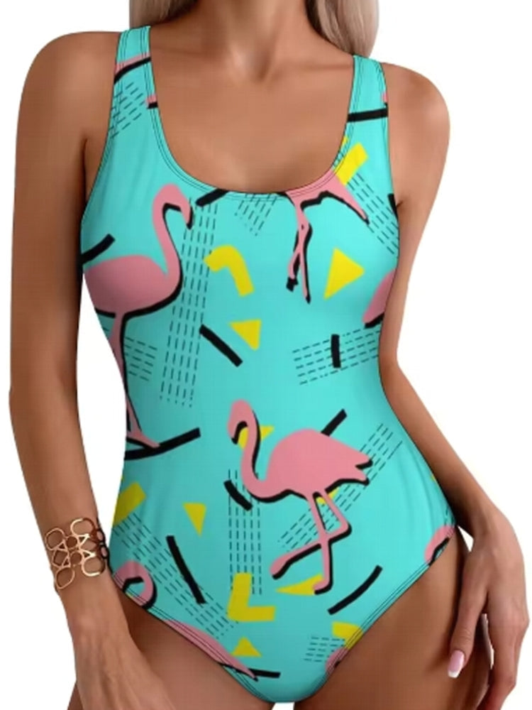 Stylish Tropical Flamingo Women Swimsuit One Piece Swimwear - Tophatter Daily Deals