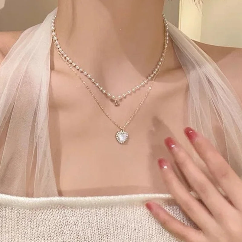 Crystal Zircon Heart Star Charm Pendant Necklace Navy Necklace - Tophatter Daily Deals