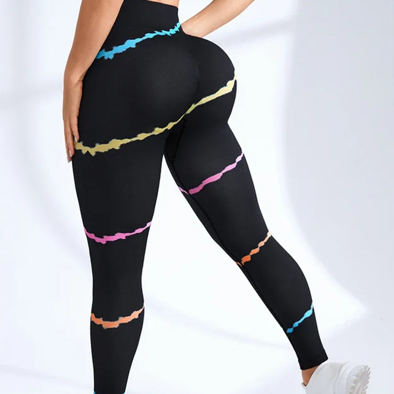 Print Tie Dye Sports Leggings Gym Black Leggings - Tophatter Daily Deals