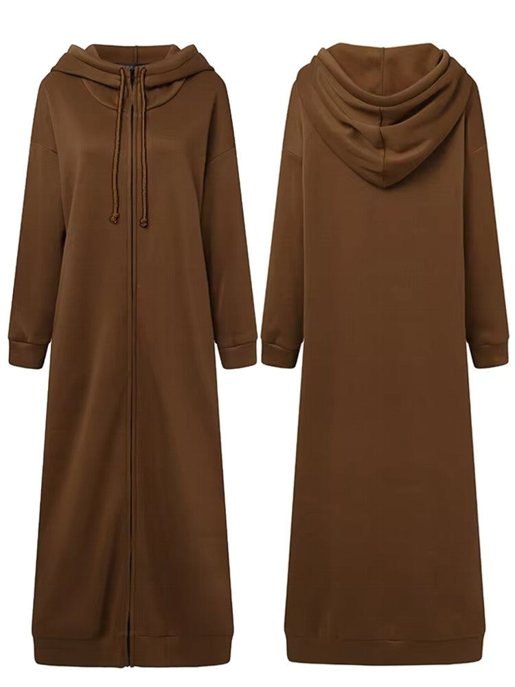 Fashion Hooded Sports Sweatshirt Brown Maxi Dresses - Tophatter Daily Deals