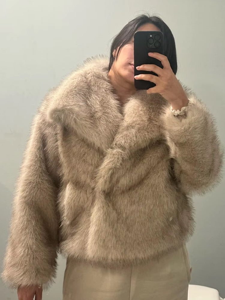 Women Luxury Big Fur Collar Overcoats Coats & Jackets - Tophatter Daily Deals