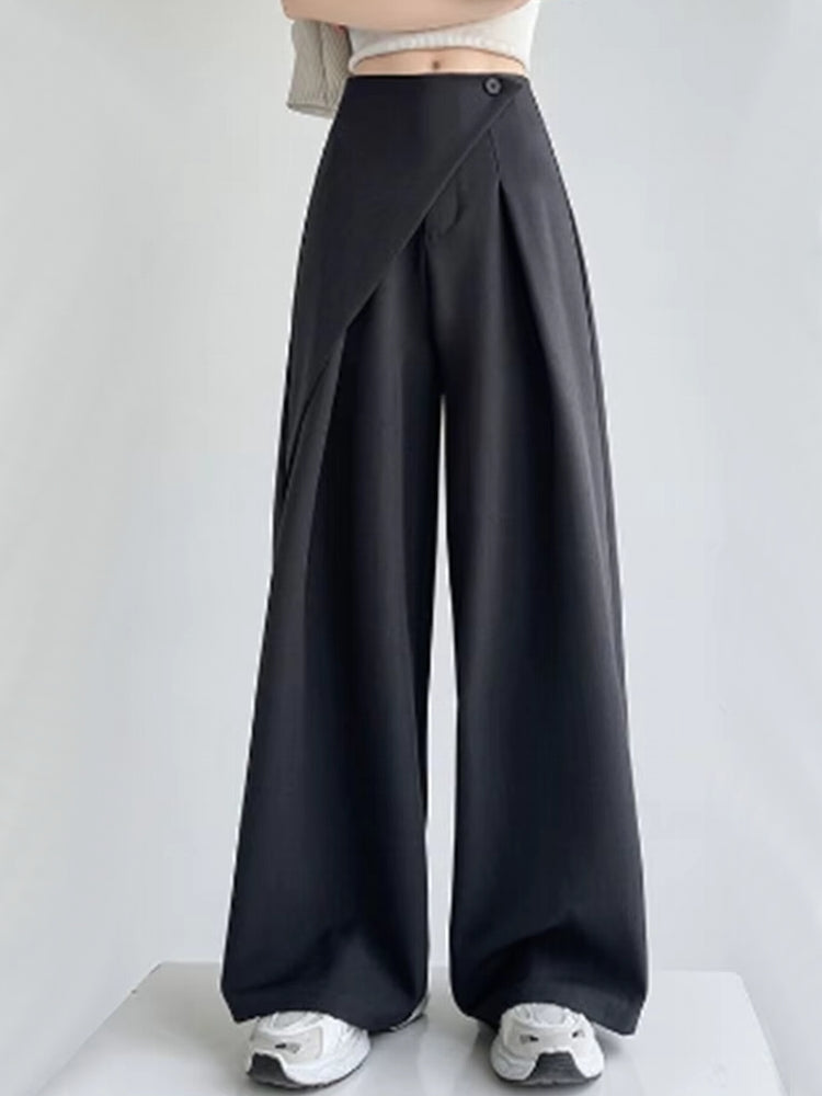 Women High Waist Wide Suit Pants Grey Pants - Tophatter Daily Deals