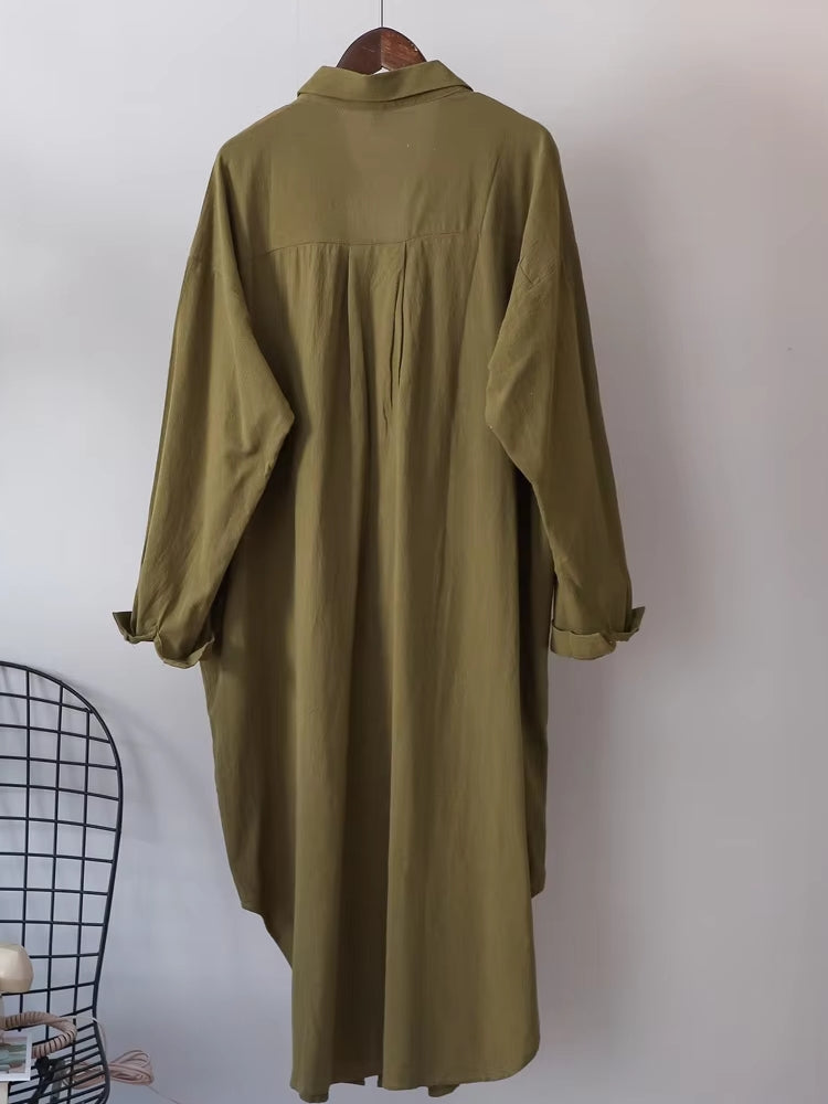 Women Cotton Oversized Big Shirt Dress Blouses - Tophatter Daily Deals