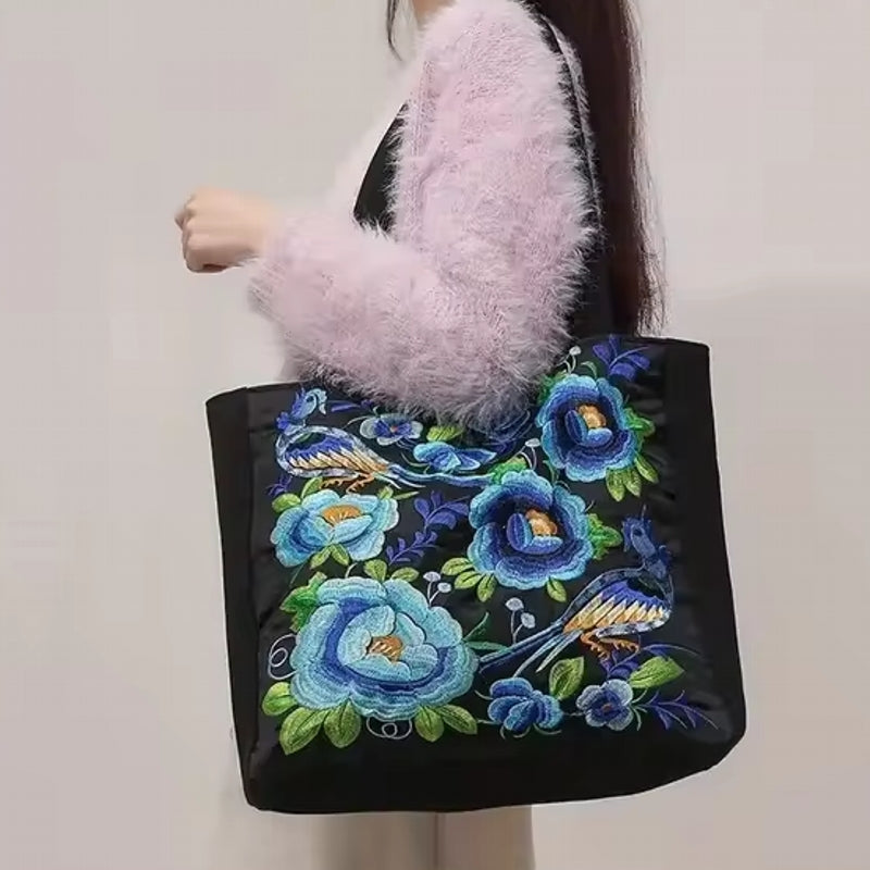 Ethnic Canvas Tote Shoulder Bag Beige Women Bag - Tophatter Daily Deals