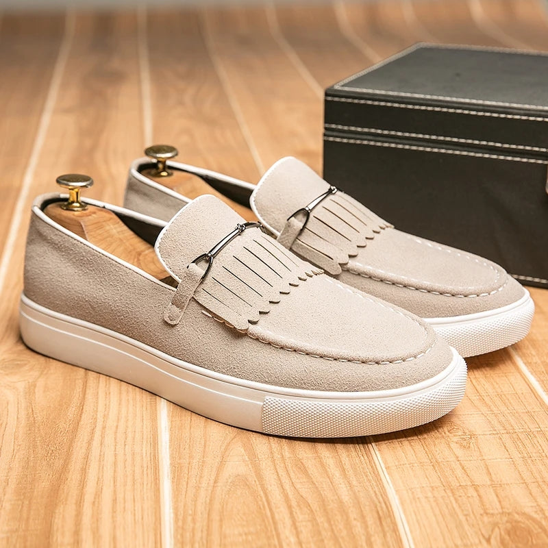 Men Loafers Suede Leather Casual Shoes Loafers - Tophatter Daily Deals