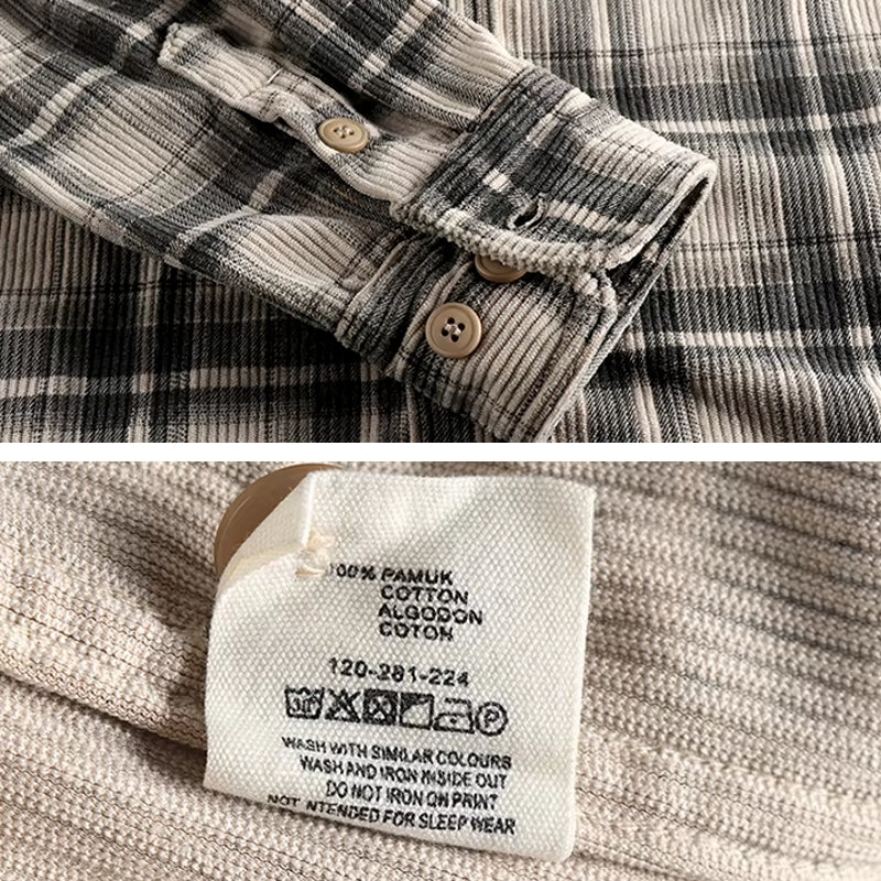 Plaid Woven Corduroy Men Shirts Men's Shirts - Tophatter Daily Deals