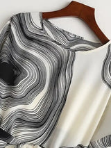 Vintage Chiffon O-Neck Women Striped Blouse Blouses - Tophatter Daily Deals