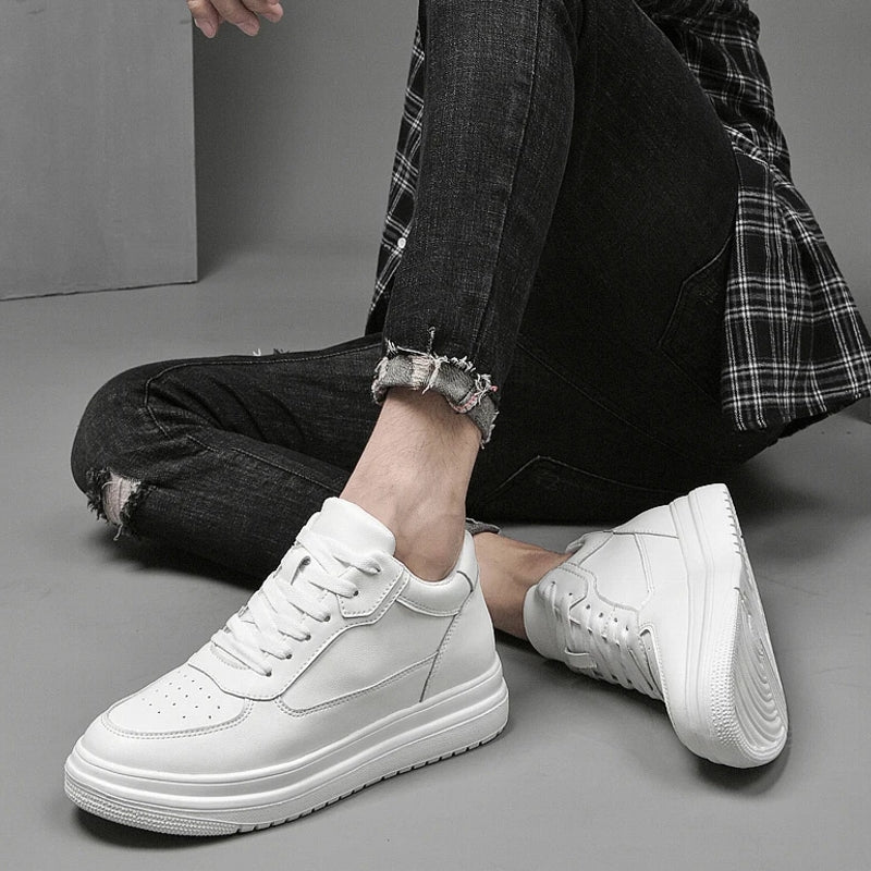 8cm White Black Taller Shoes White Men Sneakers - Tophatter Daily Deals