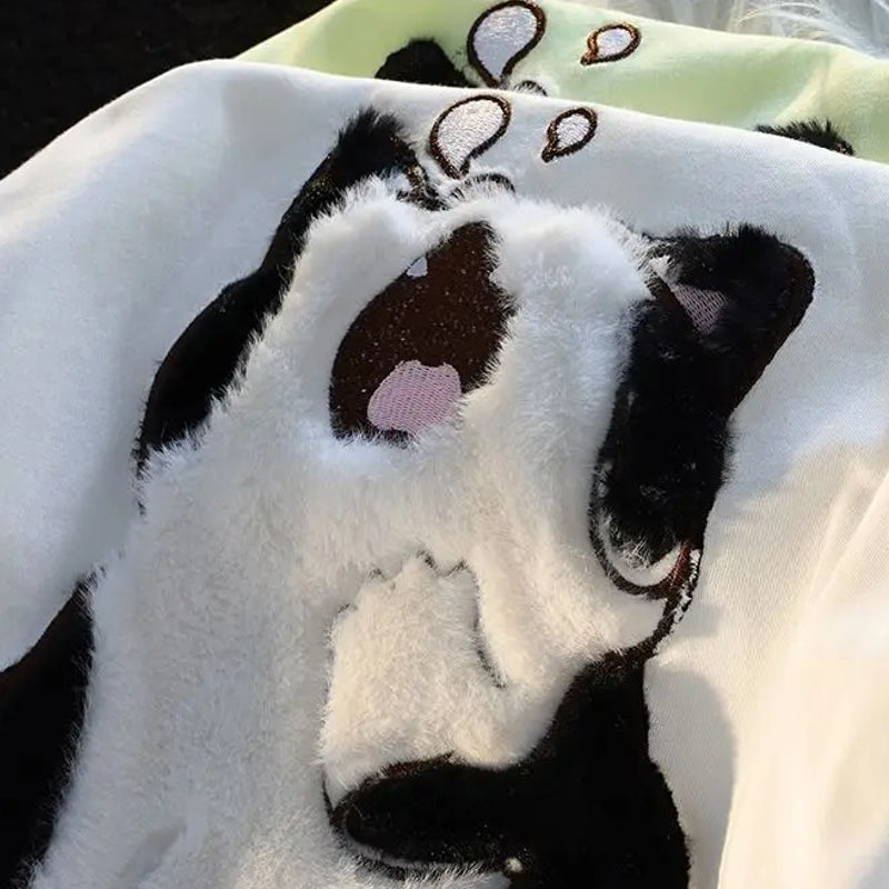 Cotton Baby Cat Couple Loose T-shirt Blouses - Tophatter Daily Deals