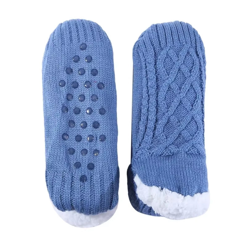 Unisex Slipper Socks Winter Warm Short Cotton Sky Blue Socks - Tophatter Daily Deals
