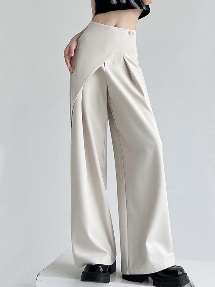 Women High Waist Wide Suit Pants Apricot Pants - Tophatter Daily Deals