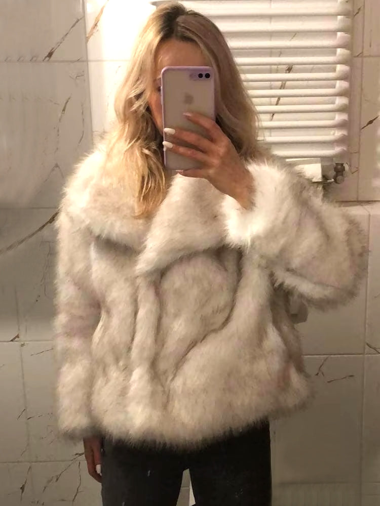 Women Luxury Big Fur Collar Overcoats Coats & Jackets - Tophatter Daily Deals