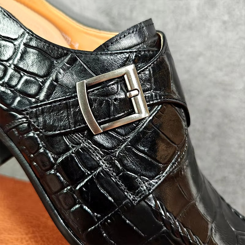 Black Crocodile Print Woven Pattern Loafers Men Dresses Shoes - Tophatter Daily Deals