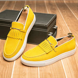 Men Loafers Suede Leather Casual Shoes Yellow Loafers - Tophatter Daily Deals