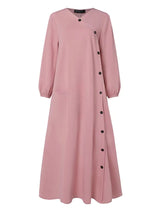 Muslim O Neck Maxi Dresses Buttons Maxi Dresses - Tophatter Daily Deals