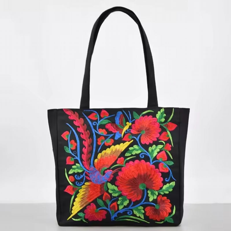 Ethnic Canvas Tote Shoulder Bag Purple Women Bag - Tophatter Daily Deals