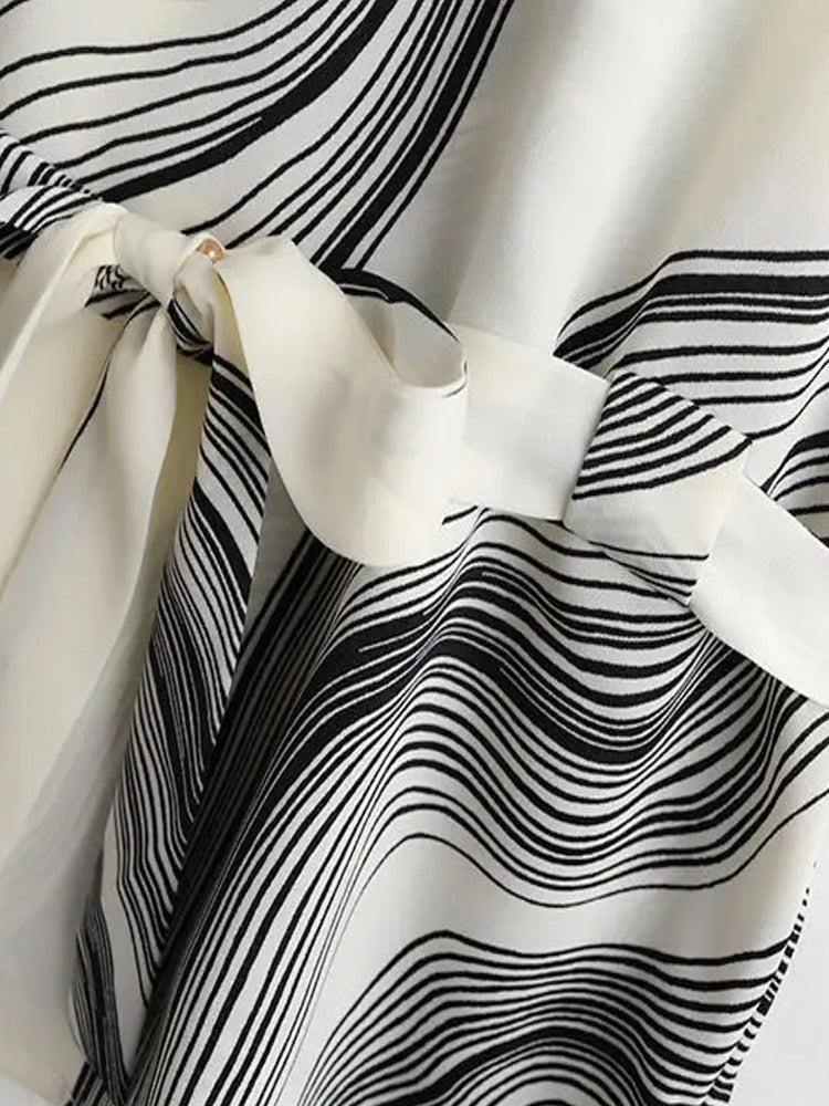 Vintage Chiffon O-Neck Women Striped Blouse Blouses - Tophatter Daily Deals