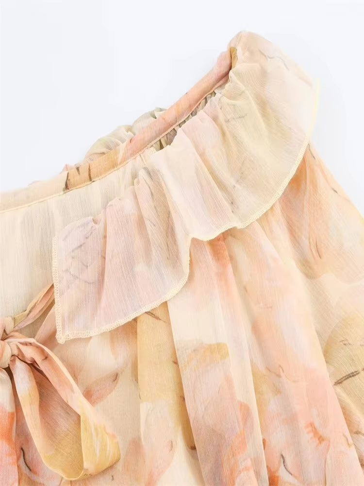 Women Off Shoulder Ruffled Chiffon Dress Mini Dresses - Tophatter Daily Deals