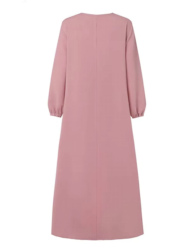 Muslim O Neck Maxi Dresses Buttons Maxi Dresses - Tophatter Daily Deals