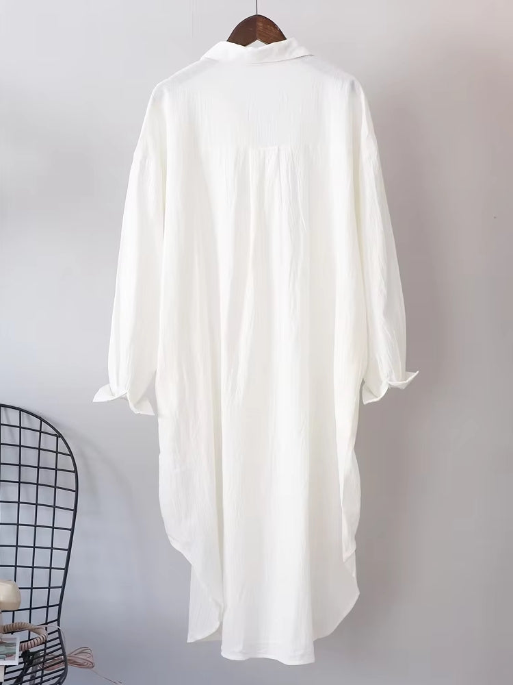 Women Cotton Oversized Big Shirt Dress Blouses - Tophatter Daily Deals