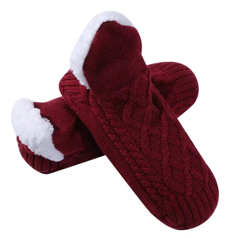 Unisex Slipper Socks Winter Warm Short Cotton Wine Red Socks - Tophatter Daily Deals