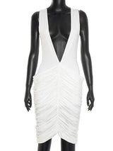 Deep V Neck Sleeveless Ruched Women Sexy Midi Dress Midi Dresses - Tophatter Daily Deals