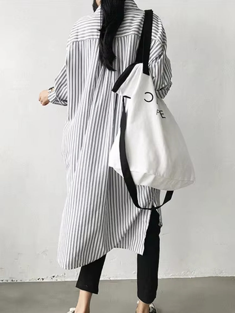 Fashion Mid-length Striped Shirt Skirt Blouses - Tophatter Daily Deals