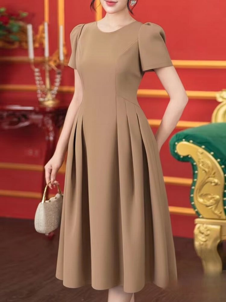 Women Summer Dress Elegant Office Lady Sundress Robe Midi Dresses - Tophatter Daily Deals