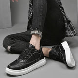 8cm White Black Taller Shoes Black Men Sneakers - Tophatter Daily Deals