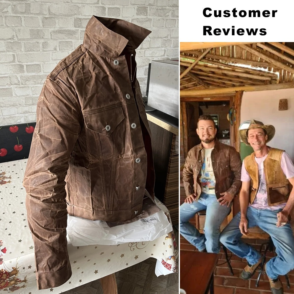 Retro Male Oil Waxed Canvas Coats Cotton Jacket Men Jackets - Tophatter Daily Deals