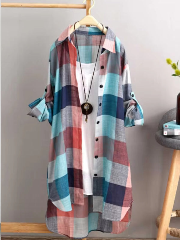 Women's Plaid Cotton Shirt Plaid Blouses - Tophatter Daily Deals