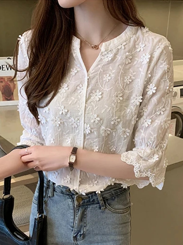Elegant Tops Lace Women Blouses Blouses - Tophatter Daily Deals
