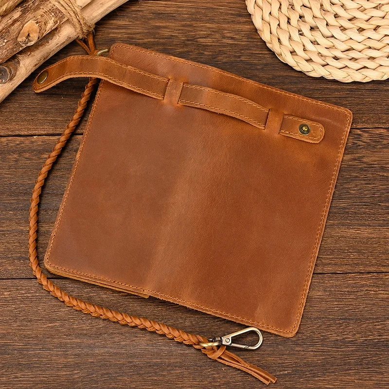 Vintage Brown Bifold Long Purse Genuine Leather Long Wallet Wallets - Tophatter Daily Deals