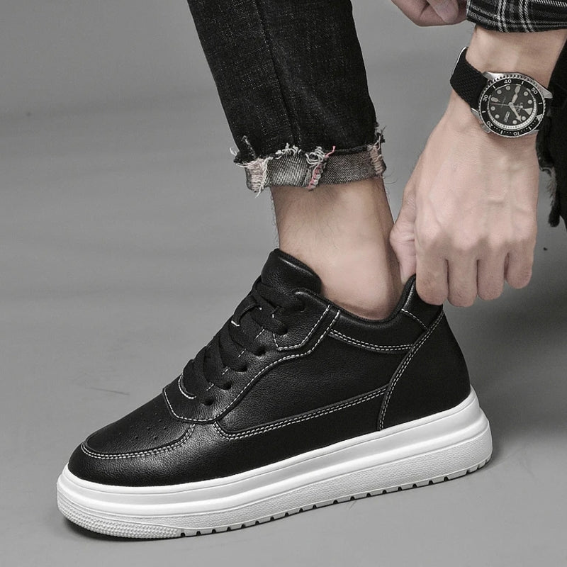 8cm White Black Taller Shoes Men Sneakers - Tophatter Daily Deals