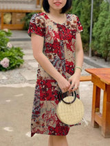 Floral Printed Mini Dress For Women Red Mini Dresses - Tophatter Daily Deals