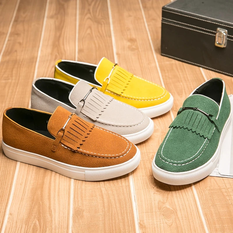 Men Loafers Suede Leather Casual Shoes Loafers - Tophatter Daily Deals